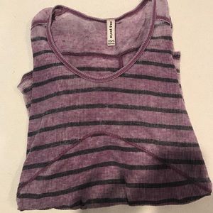 Rag & Poets Purple Striped Hi Lo Long Sleeve Shirt